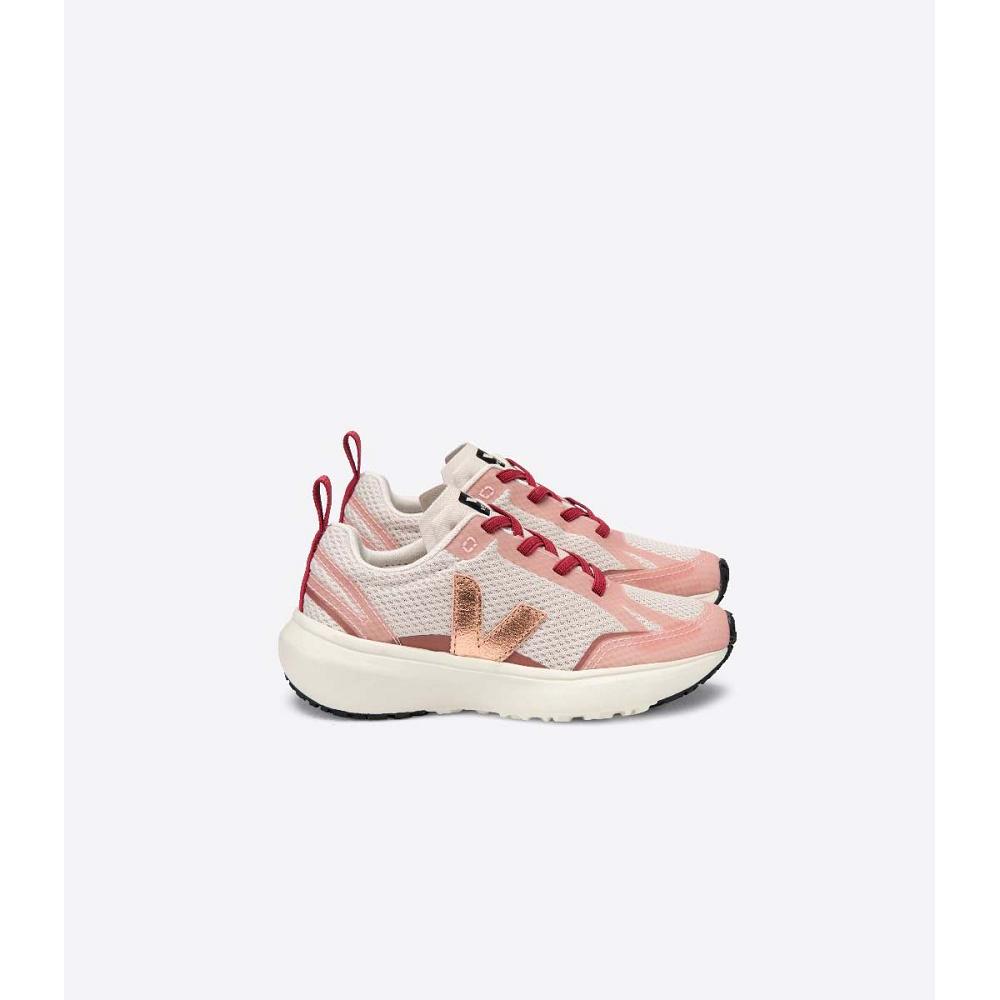 Veja CANARY ELASTIC LACE Løpesko Barn Beige/Pink | NO 720XYU